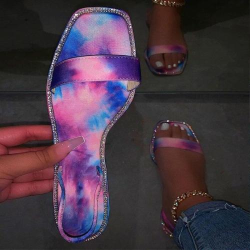 Women Platform High Heel PVC Summer Slippers Woman Outdoor Beach Sandals Color Printing Non Slip Durable Slippers Ladies Shoes