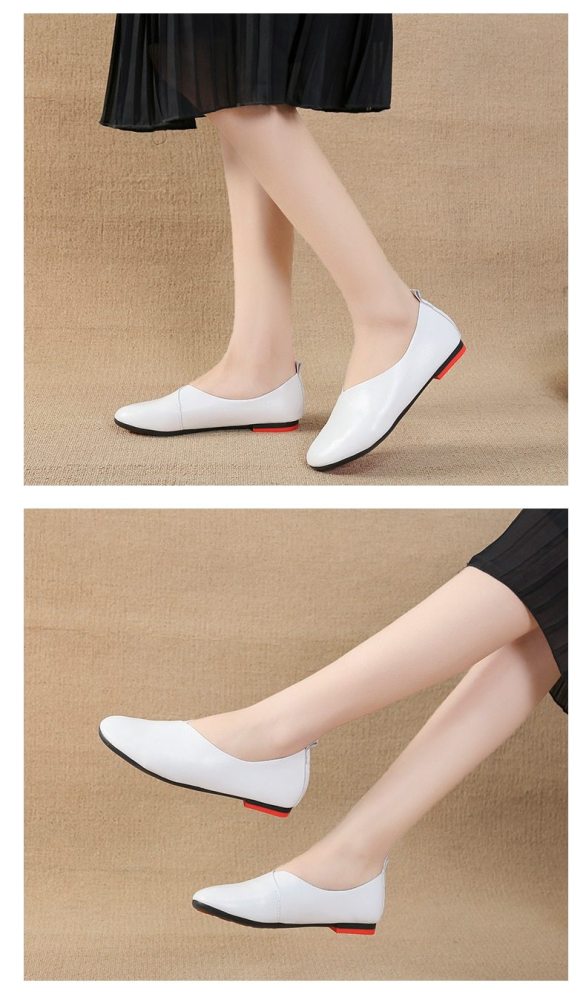 Women's Leather Flats shoes Spring Summer Ladies Shoes Skid-proof Round Toe Flat Casual Fashion Walking Loafers Waterproof