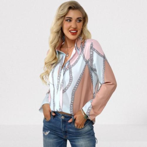 Plus Size 4xl 5xl 2020 Autumn Women Leisure Blouse Tops Chain Print Office Ladies Blouse Shirt Long Sleeve Blusas Mujer De Moda