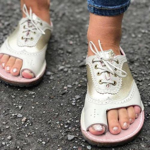 Women's Flat Sandals Lace Up Sewing Clip Toe Female Thong Shoes Pu Leather Ladies Sandalias Fashion Plus Size New Fashion