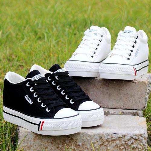 Spring New Fashion girl Canvas Sneakers Shoes Women Flats Platform Casual Shoes Lady high heels wedge platform Shoes MD-28