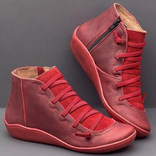 2020 Leather Ankle Boots For Women Winter Cross Strappy Vintage Women Punk Boots Fashion Flat Ladies Shoes Woman Botas Mujer