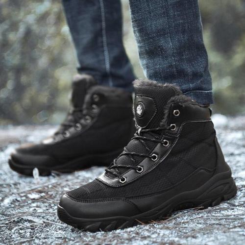 2020 New large size men's fashion working safety winter cotton-padded shoes warm plush fur ankle snow security boots
