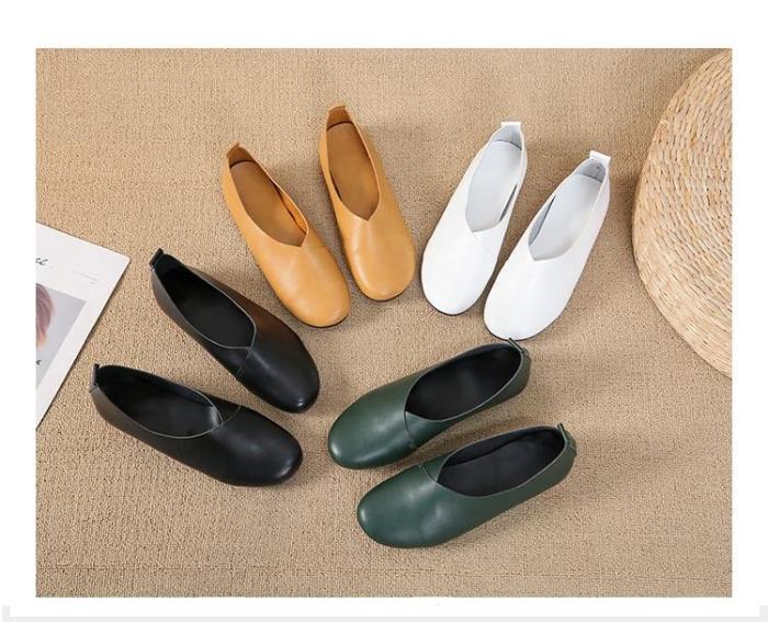 Women's Leather Flats shoes Spring Summer Ladies Shoes Skid-proof Round Toe Flat Casual Fashion Walking Loafers Waterproof