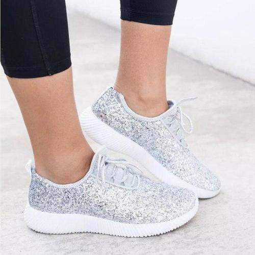 Bling Sneakers 2020 Fashion Casual shoes Women Sequined Cloth Vulcanized Shoes Chunky Sneaker Lace Up Footwear Big Size 8458G