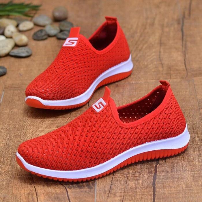 Women Shoes Plus Size Sneakers1  Women Breathable Mesh Sports Shoes Female Slip On Platform White Knit Sock Shoes Casual