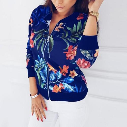 Plus Size Spring Women's Jackets Retro Floral Printed Coat Female Long Sleeve Outwear Clothes Short Bomber Jacket Tops 5XL