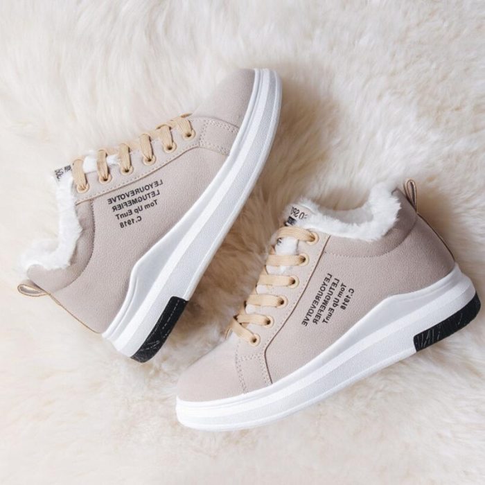 Women's Shoes Winter Women Boots Warm Fur Plush Lady Casual Shoes Lace Up Fashion Sneakers Zapatillas Mujer Platform Snow Boots