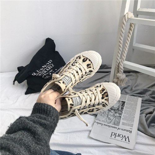 Spring Women Canvas Shoes Leopard Lace Up Lady Sneakers 2020 Flat Heel Thick Canvas Tiger Ins Hot Selling Fashion Shoes 35-40