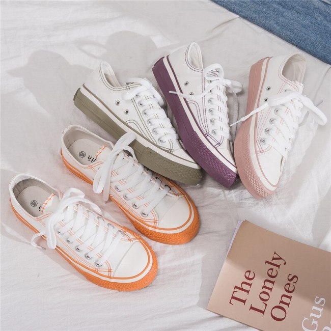 Women Sneakers 2020 New Spring Korean Canvas Shoes for Female Students Casual Shoes Lace Up Girl Pink Shoe Stylish All Match