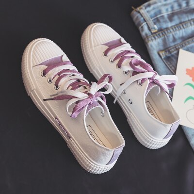 Women's Canvas Shoes Ulzzang All-match 2021 Summer Girls White Shoes Ins Fashion Mixed Colors Female Sneakers Sky Blue Gumshoes