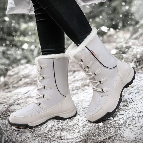 TUINANLE Women Winter Boots 2020 New Fashion Waterproof Cloth Black Women Shoes Hot Warm Plush Snow Boots Women Mid-calf Booties
