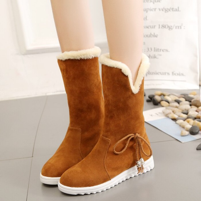 Women Snow Boots 2020 Winter Shoes Faux Suede Platform Snow Shoes Warm Plush Booties Anti-Slippery Increasing botas mujer 8572N