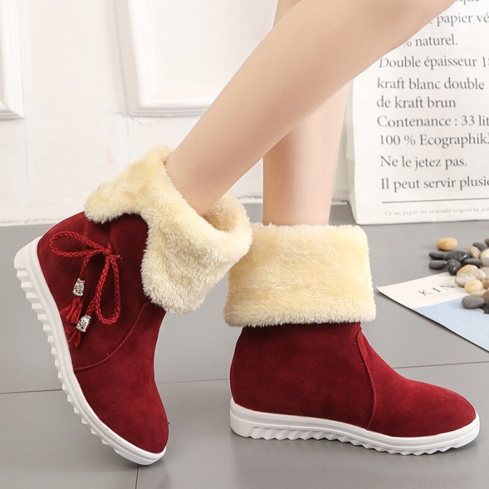 Women Snow Boots 2020 Winter Shoes Faux Suede Platform Snow Shoes Warm Plush Booties Anti-Slippery Increasing botas mujer 8572N
