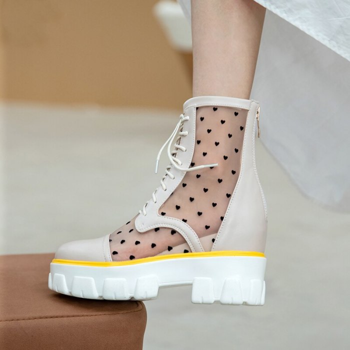 Mesh casual women's boots High Quality Women Boots summer Casual Brand Shoes Openwork boots Breathable mesh Fashion Boots Shoes