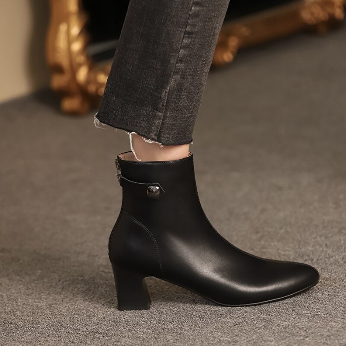 Boots Women Round Toe Ankle Boots for Women Short Plush Winter Shoes Women Botas Mujer