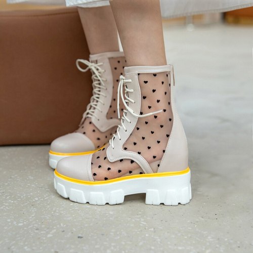 Mesh casual women's boots High Quality Women Boots summer Casual Brand Shoes Openwork boots Breathable mesh Fashion Boots Shoes