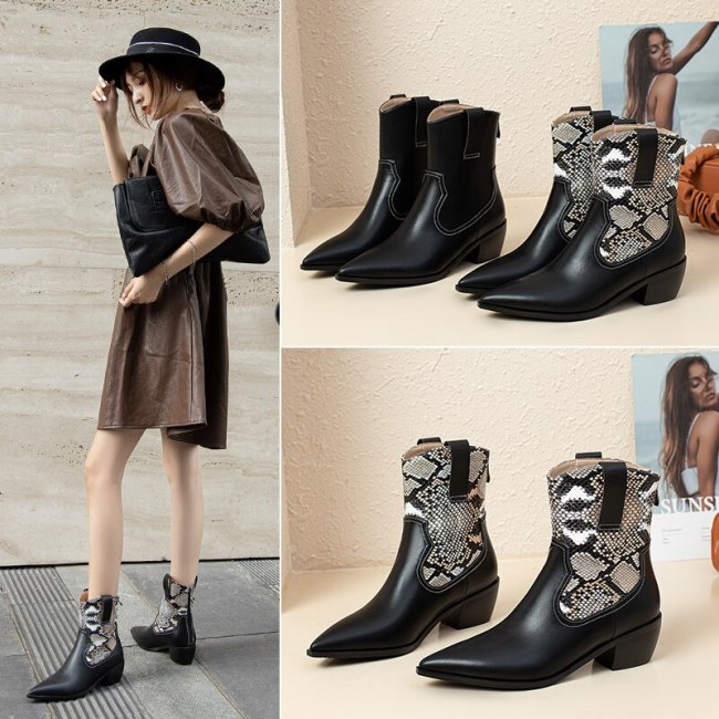 Boots Women Pointed Toe Ankle Boots for Women Short Plush Winter Shoes Women Botas Mujer 35-40