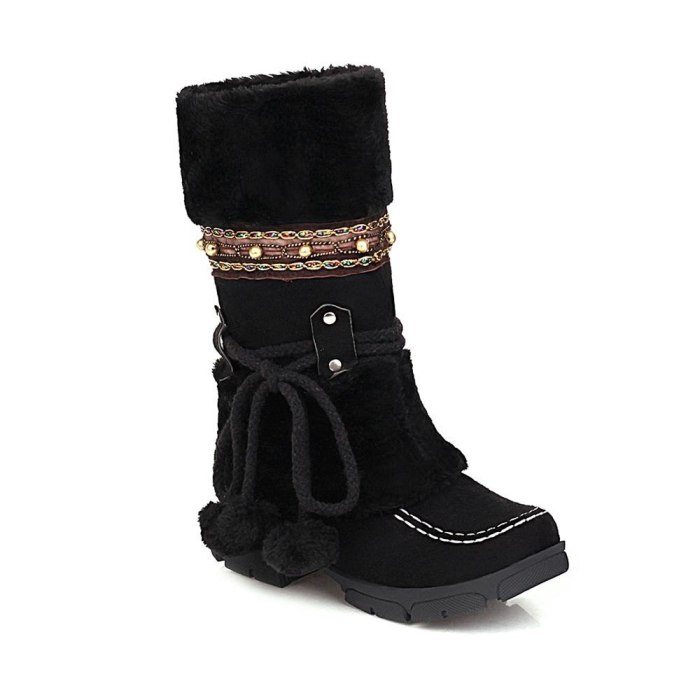 Black Pink Big Size Snow Boots Women 2020 Winter boots High plush Warm shoes Plus size 35-43