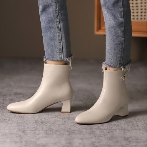 Boots Women Round Toe Ankle Boots for Women Short Plush Winter Shoes Women Botas Mujer