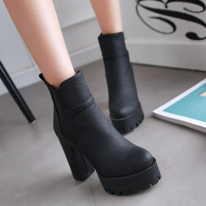 2020 Sexy Ankle Boots Women Fashion Extreme High Heels Platform Boots Ladies Shoes PU Leather Black Women Boots 36 37 38 39 40