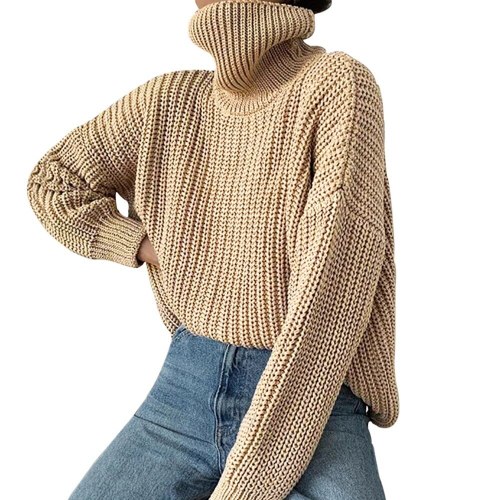 Women Knitted Turtleneck Sweater Long Oversized Sweaters Women Solid Cashmere Pullovers Autumn Winter Korean Knit Tops Dropship
