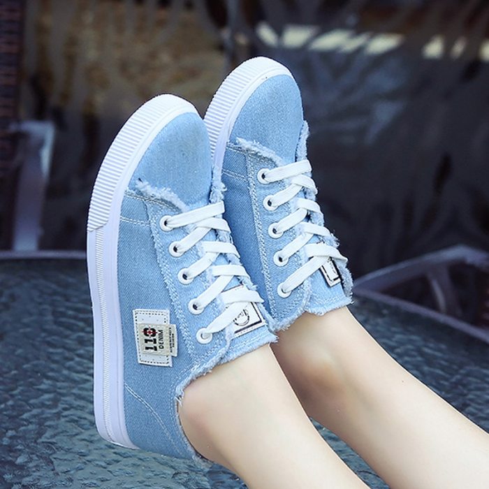Canvas shoes for girls 2021 Spring Fashion Sneakers Solid Sewing Women Denim Shoe Sapato Feminino Size 35-43