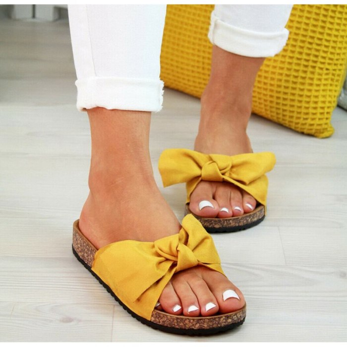 Women's Bow Tie Slippers 2020 Summer Fashion Slippers 35-43 Size Dress Home Slip On Comfortable Female Beach Slides