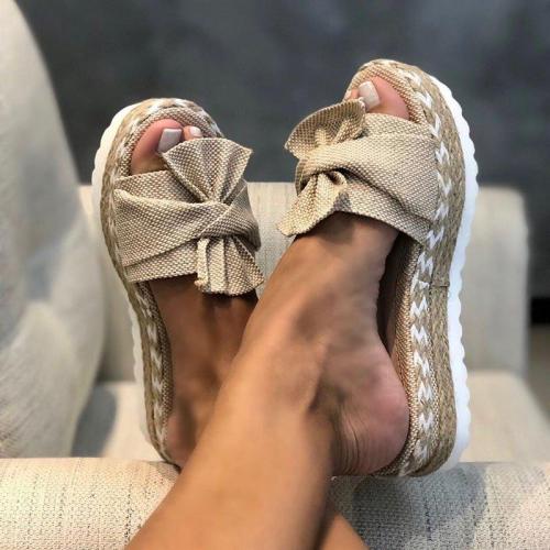 Slippers Women Bowknot Sandals 2021 Summer Cute Casual Daily Comfy Platform Ladies Sandals Dress Party Peep Toe Female Slippers