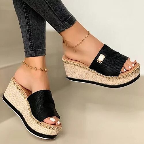 Summer Women Wedge Slippers Platform Sandals Soft Comfortable 2020 New Casual Shoes Outdoor Beach Sandals Ladies Slippers