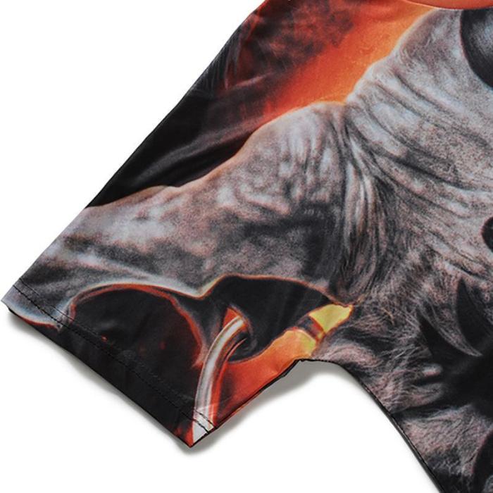 3D Bat Printed Loose Short Sleeve T-shirt