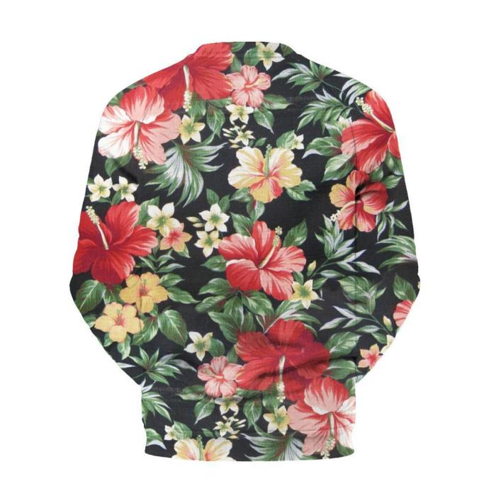 Men's Flower Printed Round Collar Sweatshirt