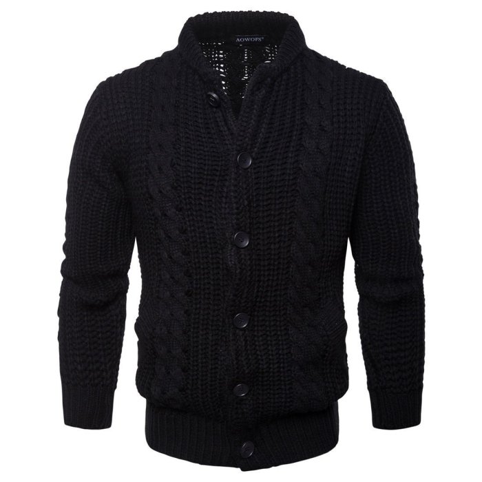Casual Lapel Collar Plain Button Knit Sweater Coat