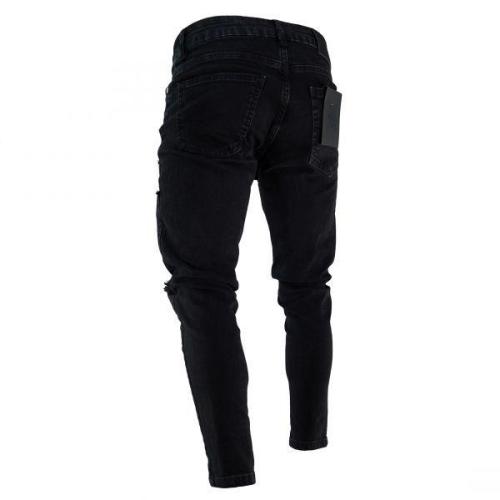 Men's Black Zipper Slim Fit Jeans