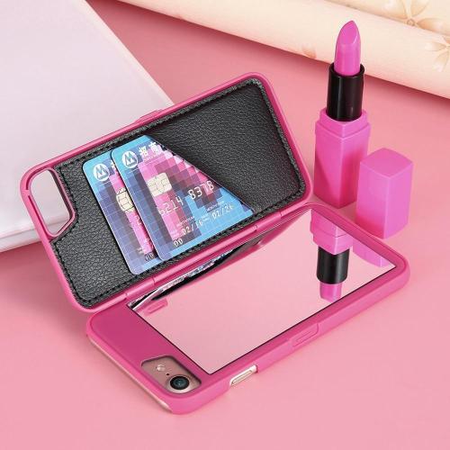 Mirror Back Water Patterned Card Slot Flip Case For iPhone