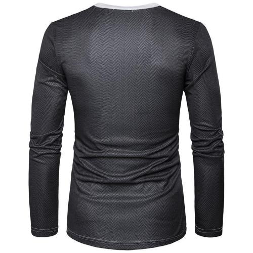 Fake Two Piece 3D Printed Long Sleeve Round Neck T-shirt