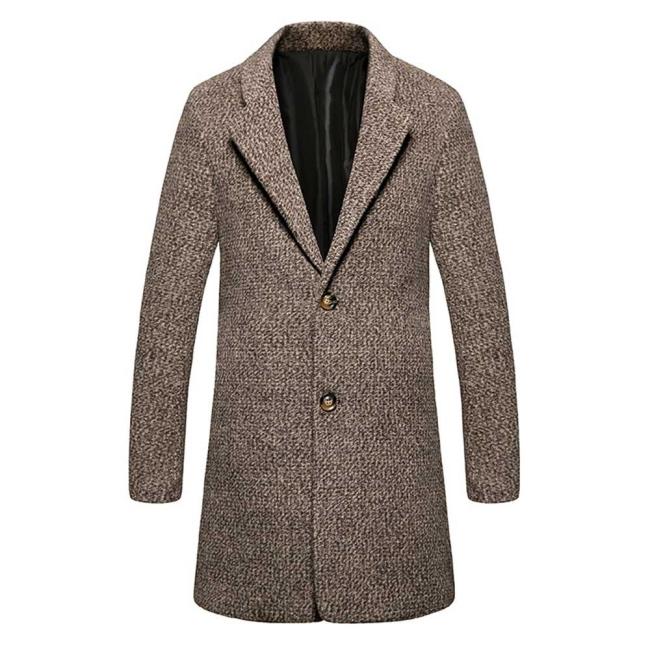 Casual Turn Down Collar Male Woolen Cloth Coat 5298