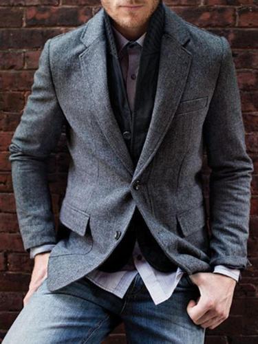 Men's Casual Pure Color Long Sleeve Blazer