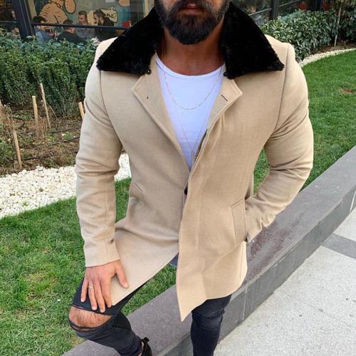 Fashion Fur Collar Mid-Length Slim Fit Coat