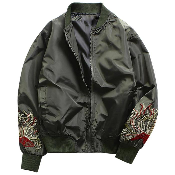 Embroidery Polyester Stand Collar Jacket for Men Gift 3505