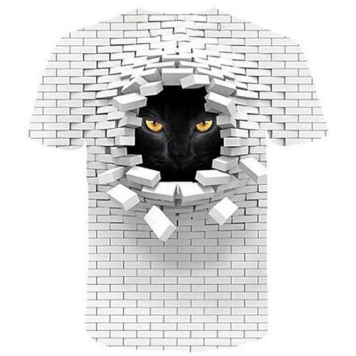 Big and Tall 3D Pink Floyd The Wall and Cat Print Men Short Sleeve T-shirt Tee Tops