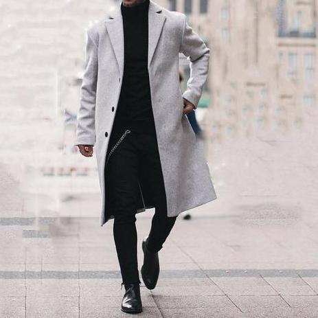 Business Fashion Slim Solid Color Button Lapel Long Sleeve Suit Men Outerwear