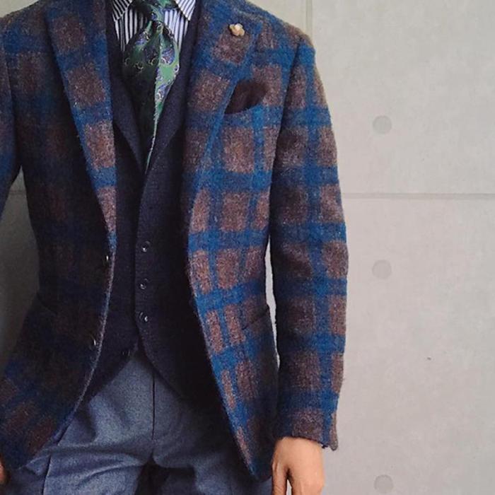 Classic Colouring Check Long Sleeves Fitted Blazer
