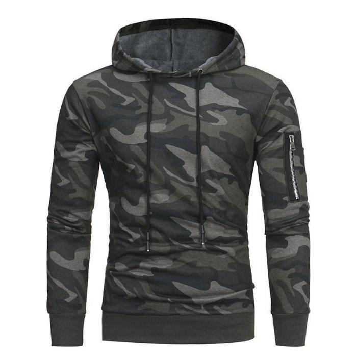 Fashion Slim Camouflage Printed Hoodie With Hat