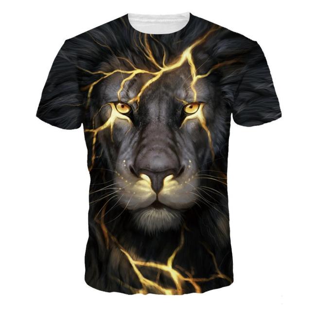 3D Lion Printed Fashion Funny Casual Short Sleeve T-shirt Tees Top