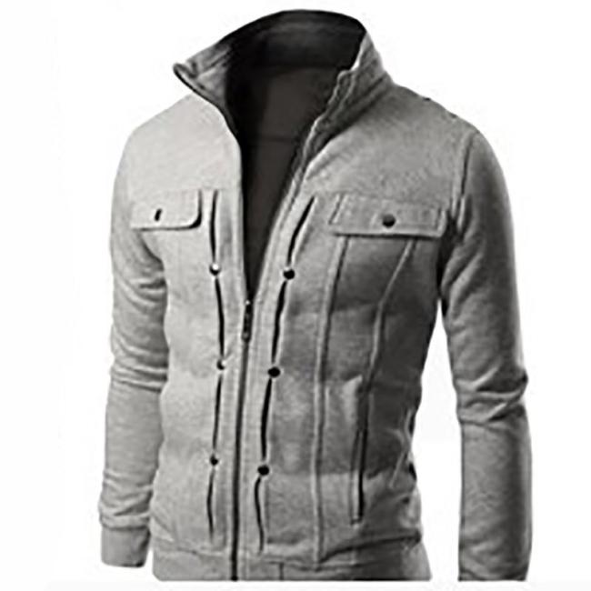 Fashion Double-Breasted Pocket Design Zipper Jacket