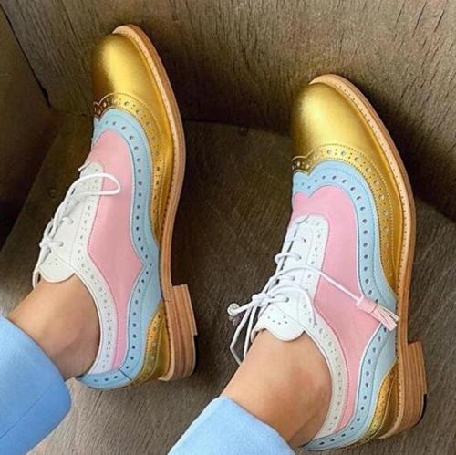 2020 women flats lace-up Sweet style Girl shoes mixed colors round toe  zapatos de mujer  shose women  w03-1