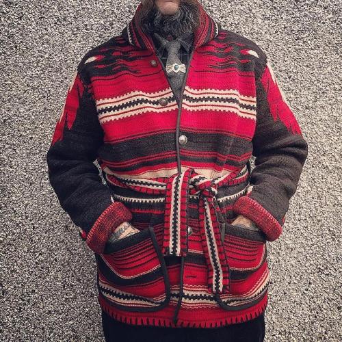 Fashion Stripe Contrast Color Knitted Coat
