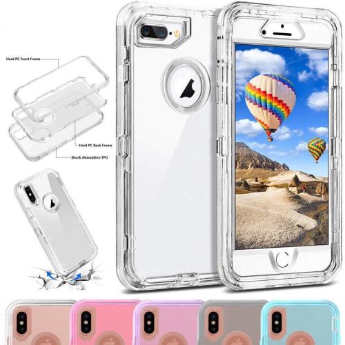 Heavy Duty Armor Plain 360 Cover Clear Case For iPhone Xs Max/XR/X
