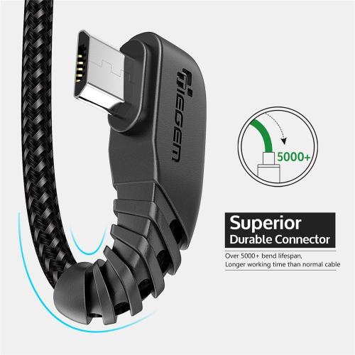 90 Degree Micro USB Cable Braided Fast Charger Data Cable For Samsung Huawei